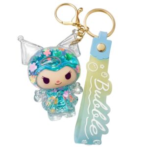 Kuromi Liquid Glitter Water Keychain blue